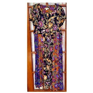 Dress ~ Baroque Florals ~ short sleeve ~ size Large